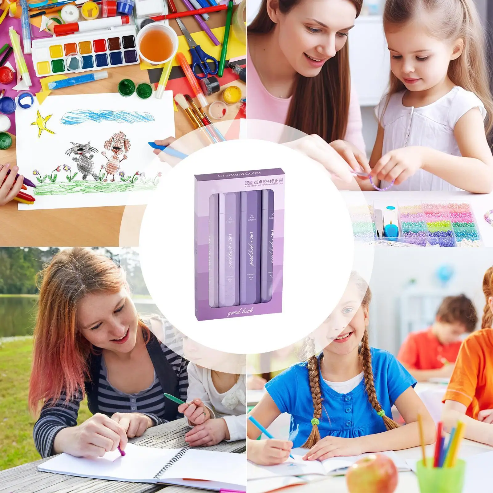 الأبيض خارج الشريط على الوجهين سهلة ل قضيب لوازم مكتبية شريط لاصق القلم للرجال النساء بنين بنات الشباب المراهقين الابن