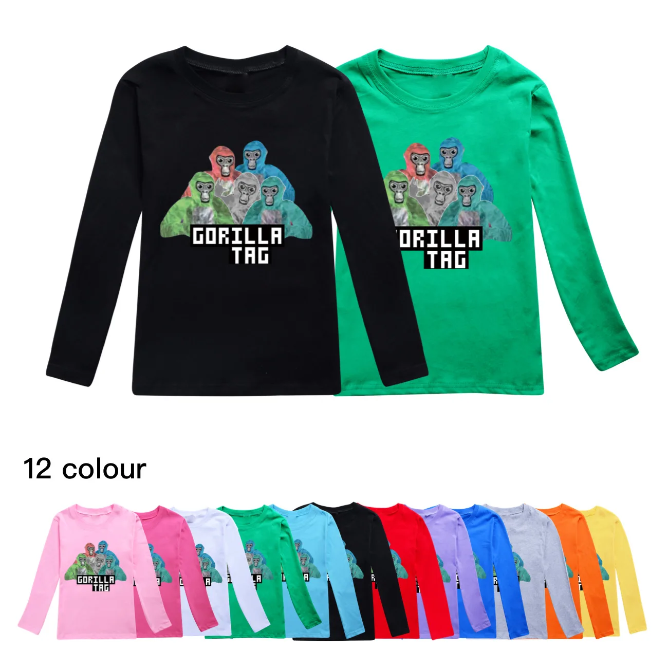 Game Gorilla Tag Clothes Kids Pure Cotton T-shirt Teenager Boys Long Sleeve Tops Toddler Girls Cartoon Tshirt Children Clothing