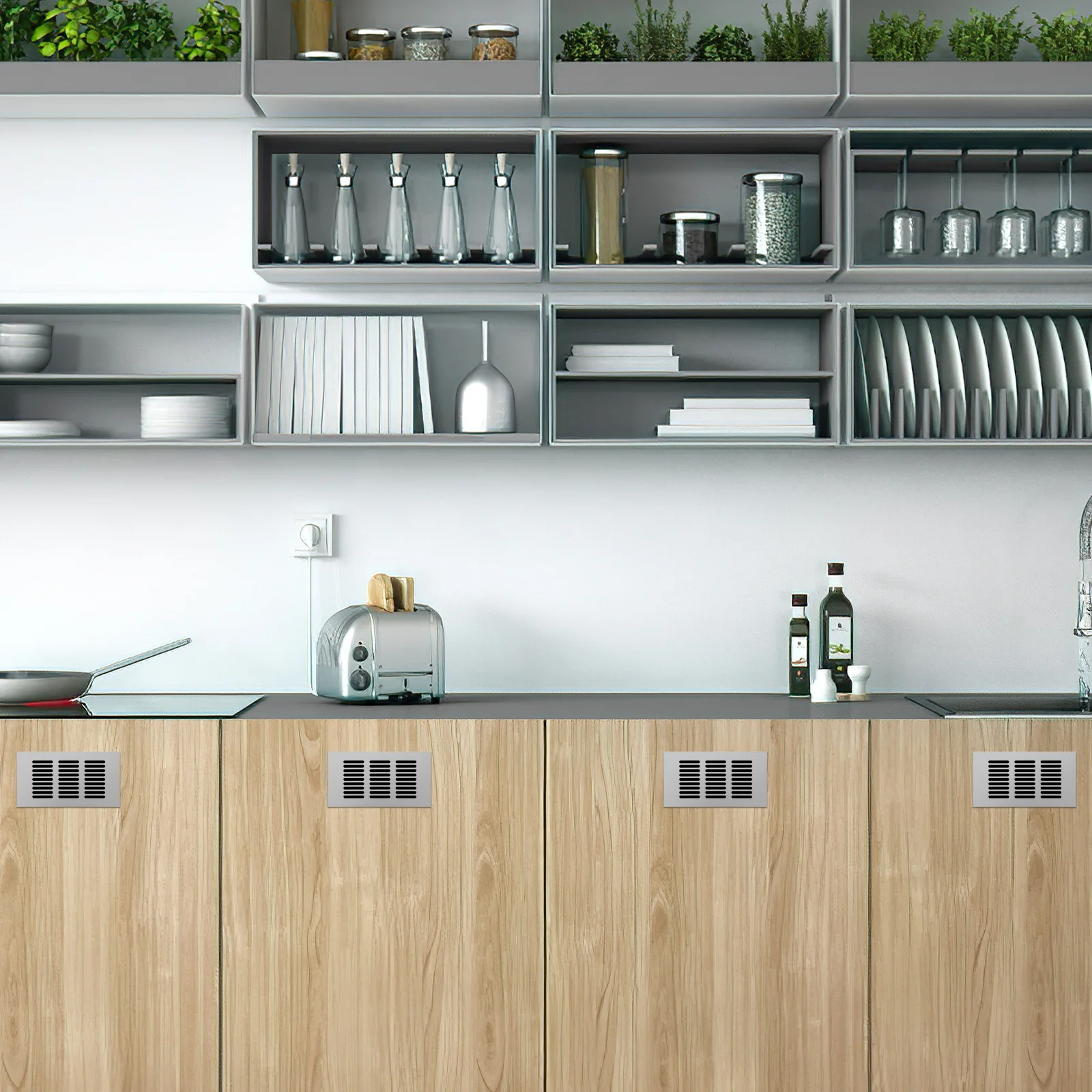 

6Pcs Wardrobe Air Vent Breathable Mesh Aluminum Alloy Furniture Vent Rectangular Exhaust Cabinet Ventilation Cover for Shoe