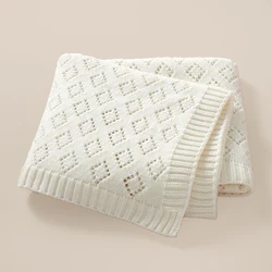 Coperte per bambini Lavorate a maglia Neonate Ragazzi Letto Sacco a pelo Morbido Passeggino Swaddler Ordito Moda Scava Fuori Trapunta 90 * 70 CM Plaid infantile