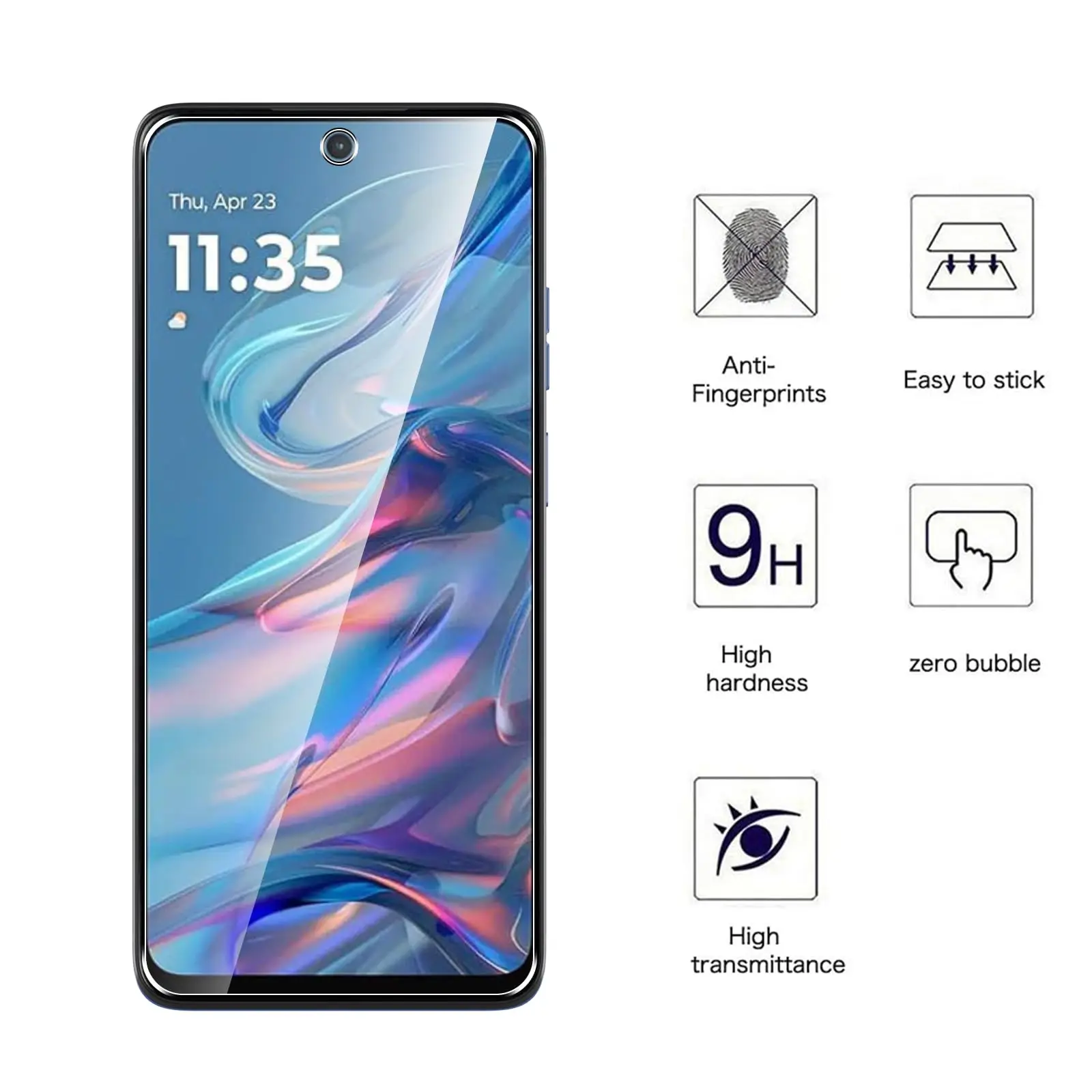 Screen Protector For Moto G75 5G Motorola 6.78 inch, Tempered Glass HD Crystal  mica 9H Anti Scratch Case Friendly High Aluminum