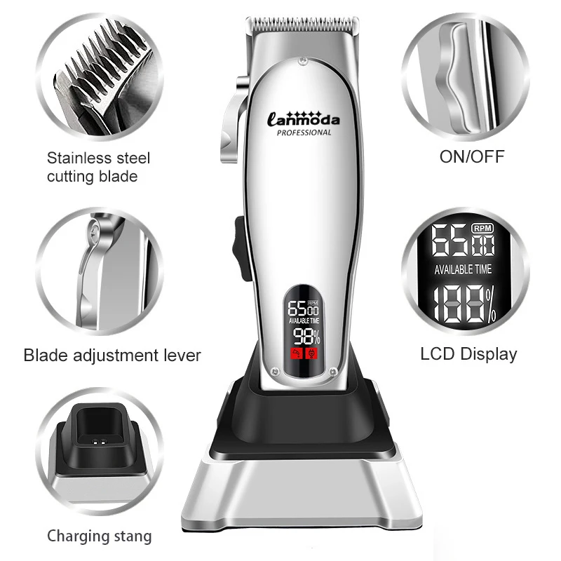 Professional Hair Clipper Barbers Electric Haircut Machine Man Hair Cutting Grooming Kit Beard Trimmer High Power Men\'s Shaver
