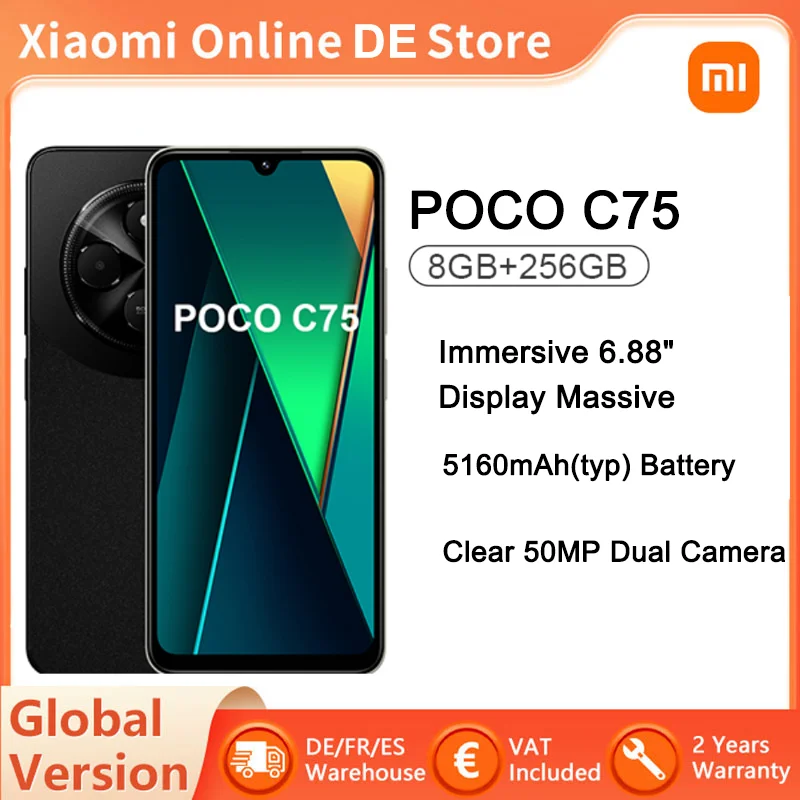 World Premiere Global Version POCO C75 6.88'' 120Hz Display Helio G81-Ultra 50MP Camera Massive 5160mAh Battery Support NFC