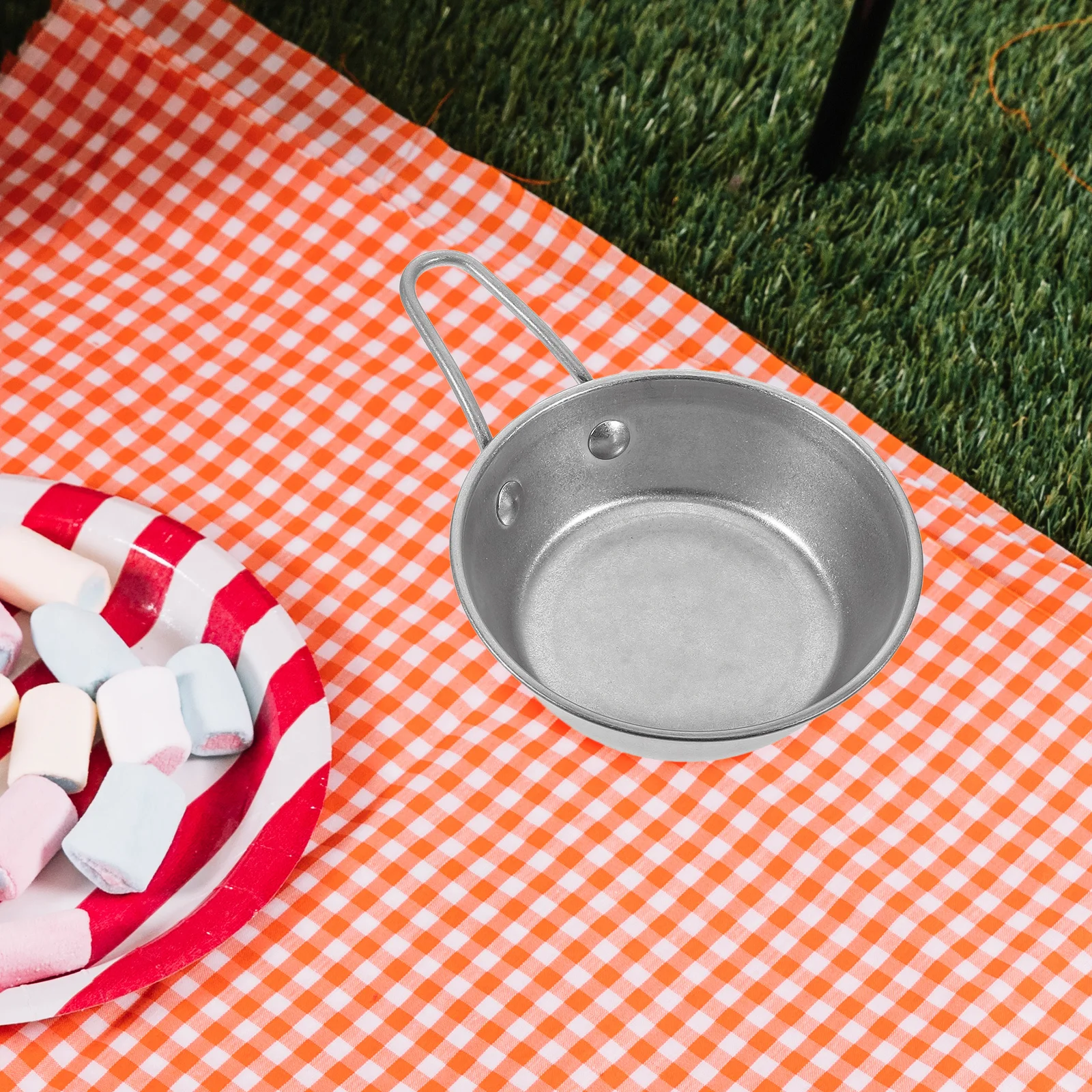 

1pc Camping Bowl Stainless Steel Retro Korean Design Portable Foldable Outdoor Cookware For Picnic Backpacking Soup Rice