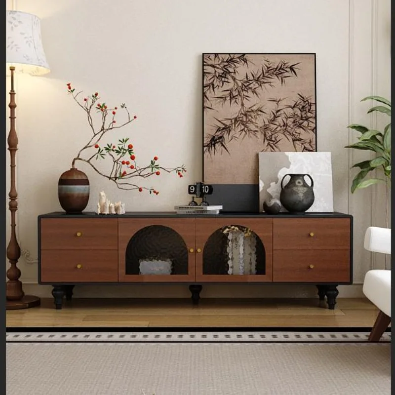 

French retro solid wood, TV cabinet, French retro ash wood, simple modern home, living room floor, coffee table combination