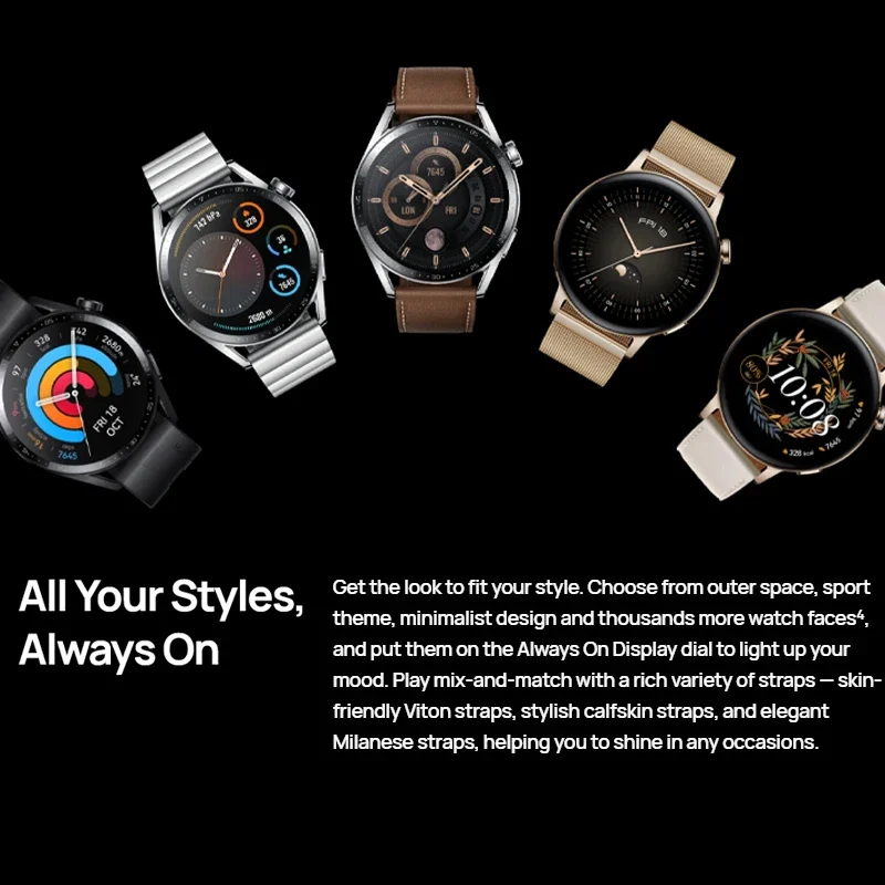 Original HUAWEI WATCH GT 3 Smartwatch All-Day SpO2 Monitoring Men Women Fitness Sports Wristwatch Durable Battery Life Bracelet