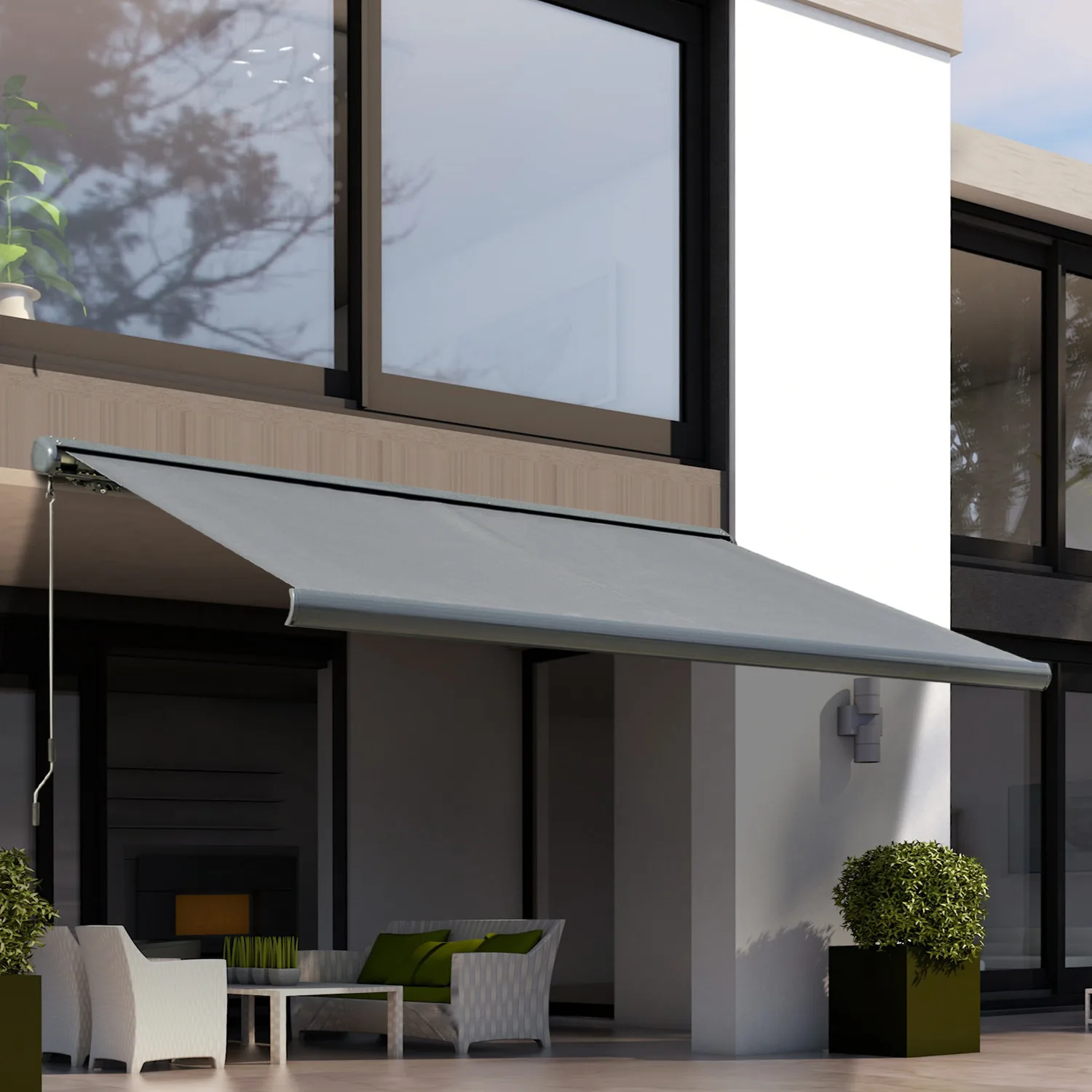 

Сверхмощный электрический солнцезащитный тент с ручным моторизованным настенным навесом для гаража, выдвижной полный кассетный тент, рама из алюминиевого сплава