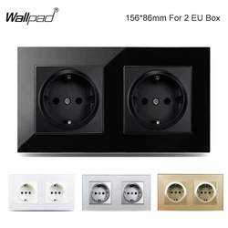 Double EU Standard Wall Socket 2 Glass Sockets Triple Power Sockets Electrical Outlet For Home Office Bedroom 16A