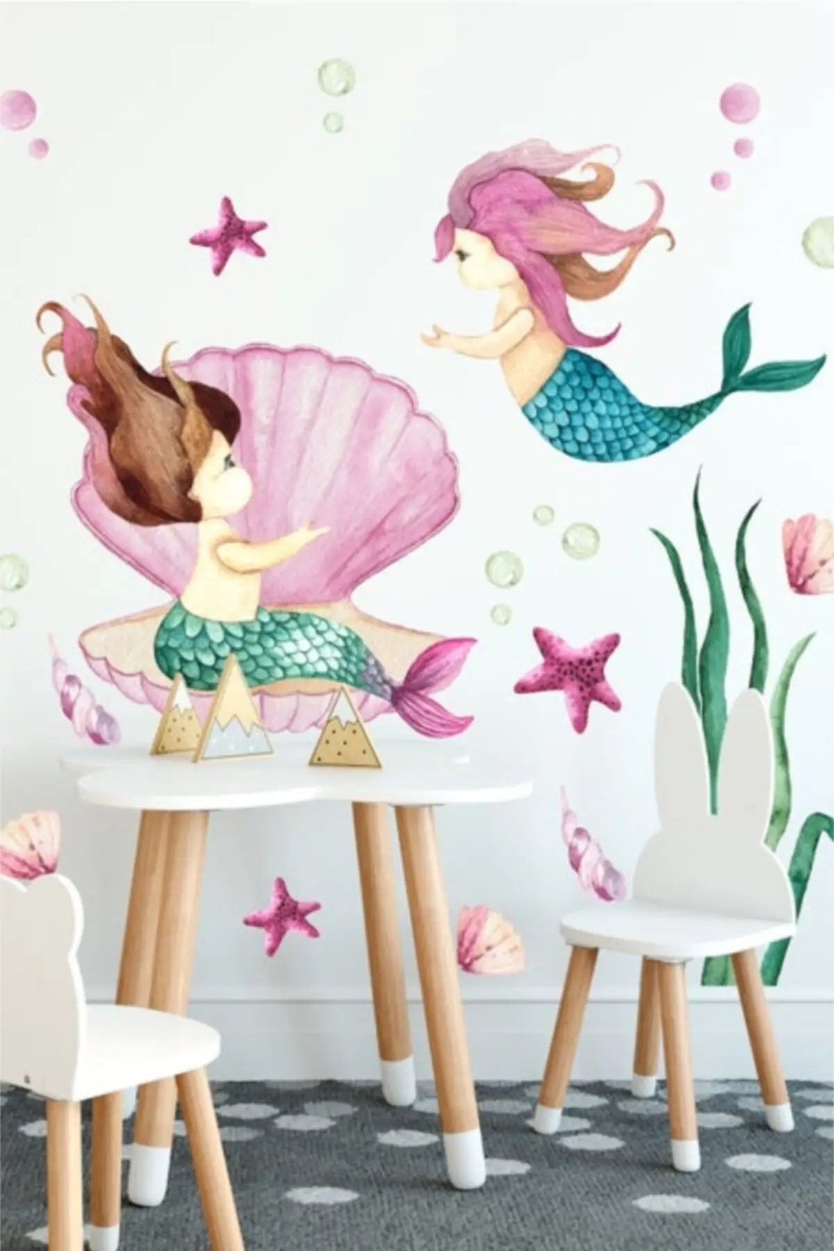 100x50 CM Mermaid Kids Room Wall Adhesive Home Decor Accessory Pvc Foil Self Adhesive Baby Nursery Wall paper Trend