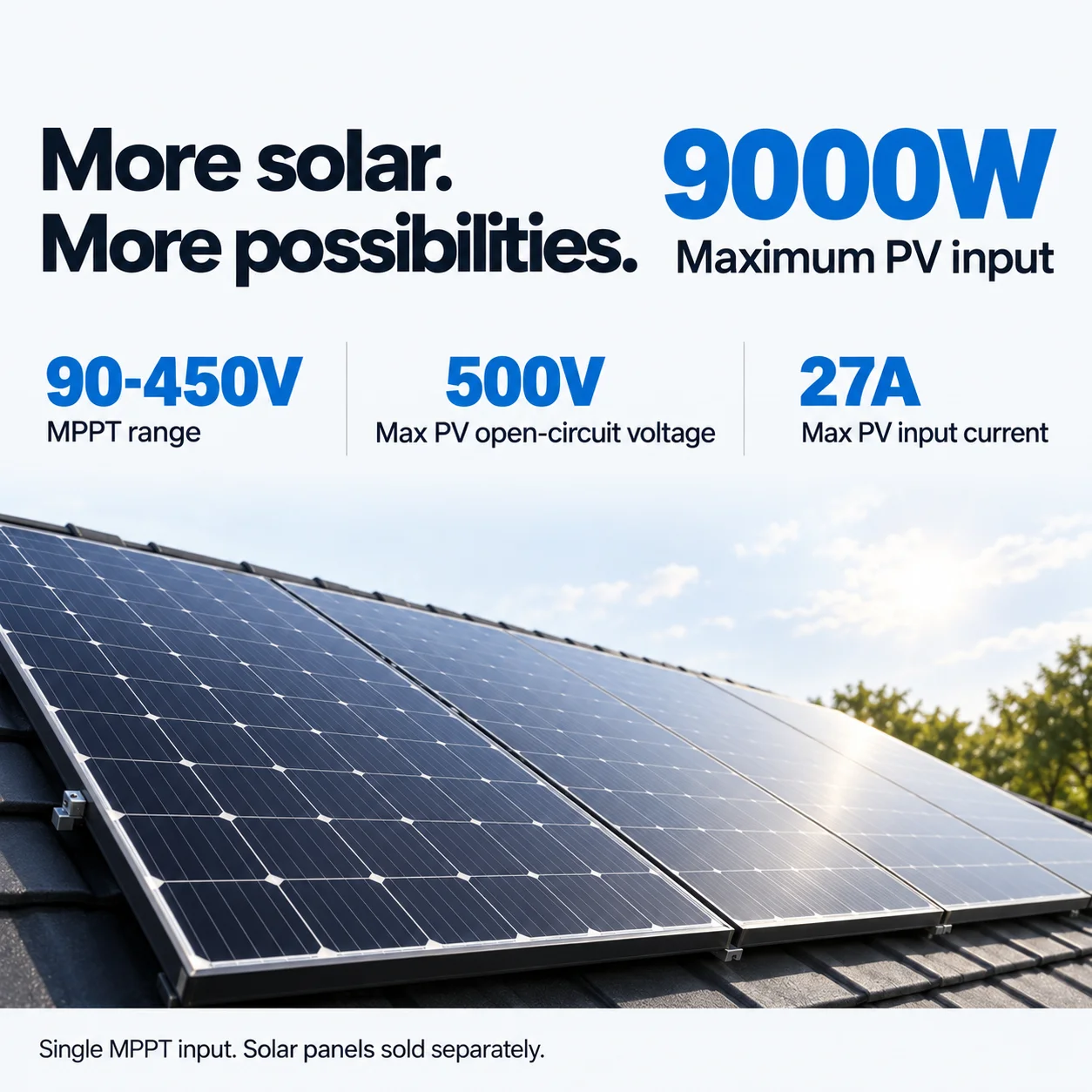 6200W 48V DC Hybrid Solar Inverter 120V/240V Split Phase CT Operation On/Off Grid Tie 120A MPPT Charger Max 500V 9000W PV Panel Input