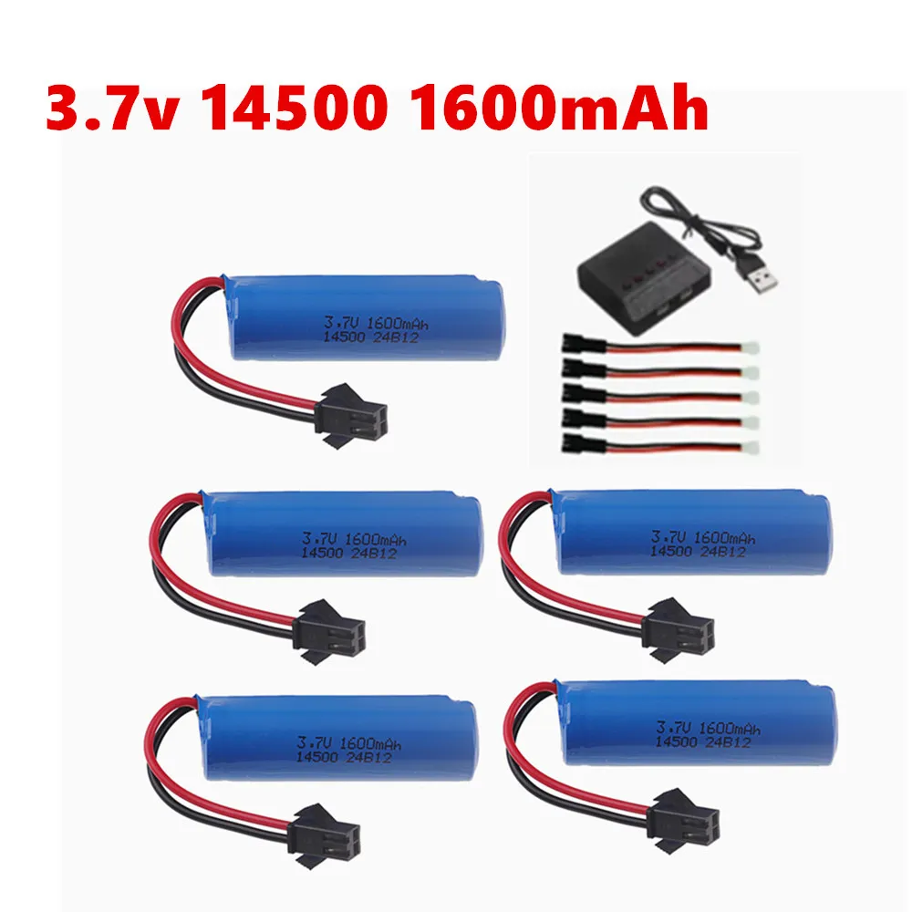 14500 3.7v 1600mah Rechargeable lipo battery SM plug For RC Stunt Dump Car JJRC C2 D828 RC Car Parts With Charger