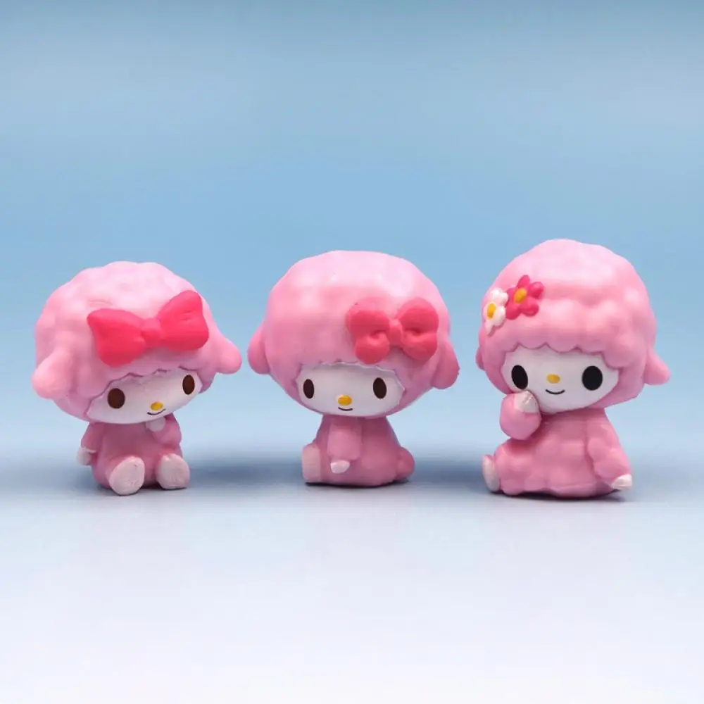 My Melody Sweet Sheep Sanrio Cute Doll Pink Set of 6 Diy Accessories Phone Case Cake Diy Handmade Pvc Material 3Cm Anime Figure