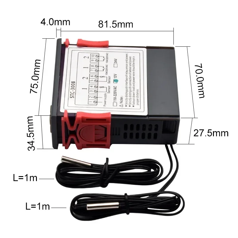 STC-3008 Dual LED Digital Temperature Controller Incubator Thermostat Heater Cooler Control Two Relay Output Thermoregulator