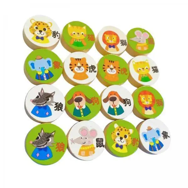 2x 16Pcs Animals Chess Pieces Brain Teaser Toys Hand Eye Coordination Educational Pieces Toys for Developing Cognitive Abilities
