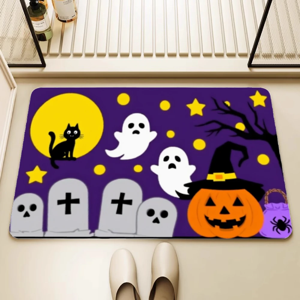 

VIKAMA Halloween Floor Mat Home Living Room Sofa Wear-Resistant Easy Care Decorative Foot Mats Entry Dirt-Resistant Mats
