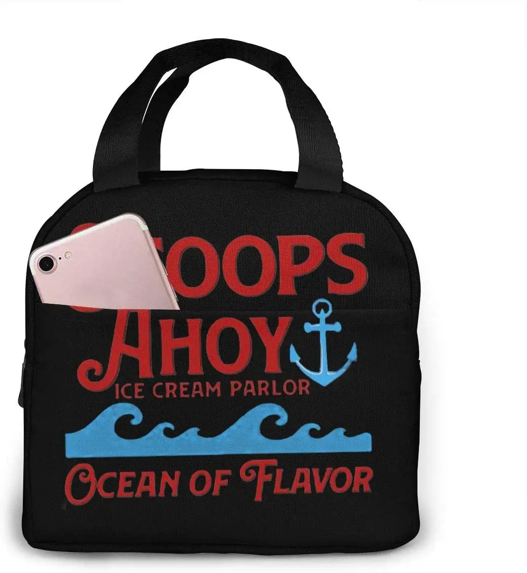 

Funny Scoops Ahoy Gift 2 Lunch Bag Insulated Lunch Cooler Box Wide-Open Lunch Tote Bag Organizer For Women Men Adults