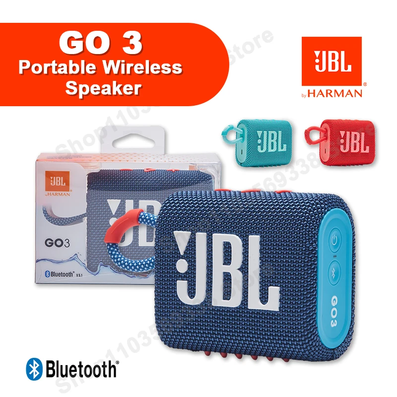 Altoparlante Bluetooth wireless originale JBL GO3 Altoparlante portatile impermeabile Altoparlanti esterni Sport Bass Sound mini altoparlante JBL GO