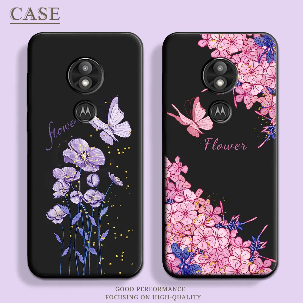 Para Moto E5 E6 funda de juego mariposa silicona suave pareja estrellas TPU funda de teléfono Floral para Motorola Moto E6 Play moda contraportada