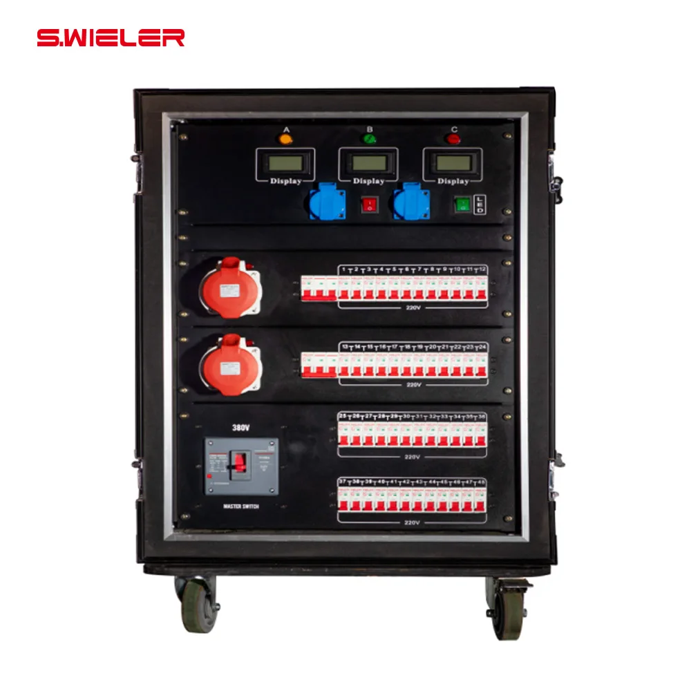 Power Distributor 3phase 50/63a Stage Dj Power Distributor Cabinet 16/24/32/48 Channel Outlet Power Distribution Box