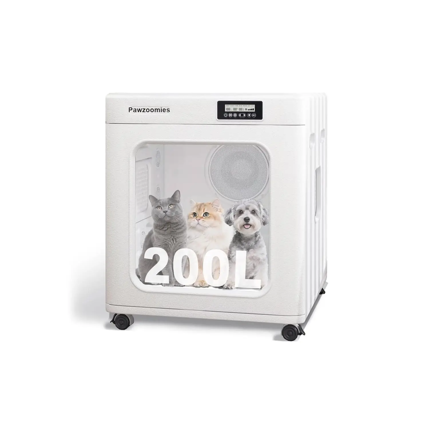 

Large Pet Dryer Box Smart Temp Control 360° Drying Ultra Quiet 4 Locking Swivel Casters 200L Custom