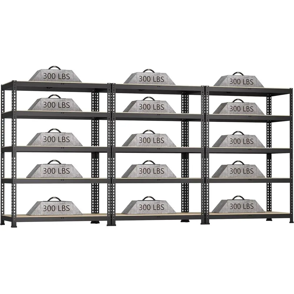 

5-Tier Heavy-Duty Metal Storage Rack, 35.5W x 16D x 71H, Adjustable Shelving for Garage, Kitchen, Pantry, Warehouse