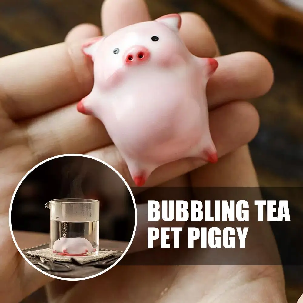 Cartoon-Keramik-Teetasse mit lustigem Schweinchen, das Blasen unter dem Boden spritzt, Porzellan-Wasserbecher, Kaffeetasse mit 3D-Schwein im Inneren
