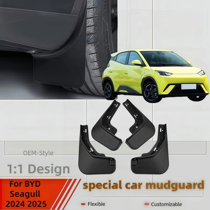 4pcs Mudflaps FOR BYD Seagull Dolphin Mini Atto 1 2024 2025 Mudguards Fender Guard Splash Mud Flap Car Accessories Auto Styline