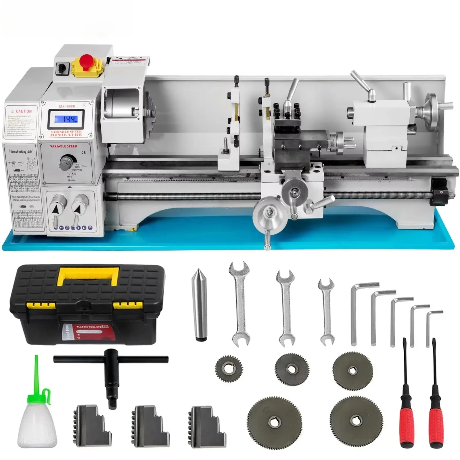 

SIHAO Mini Metal Lathe 1100W Metal Mini Lathe Machine 220 X 750MM Infinitely Variable Speed LED for Counter Face Turning