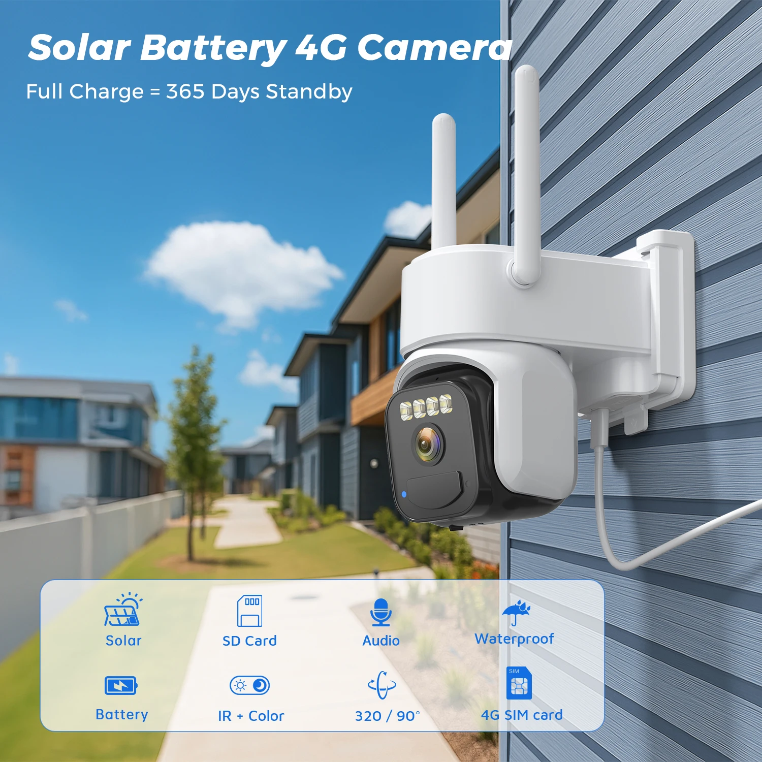 BESDER 4G PTZ Wireless Solar IP Camera 5MP HD with Built-in Battery Outdoor Video Surveillance Long Standby