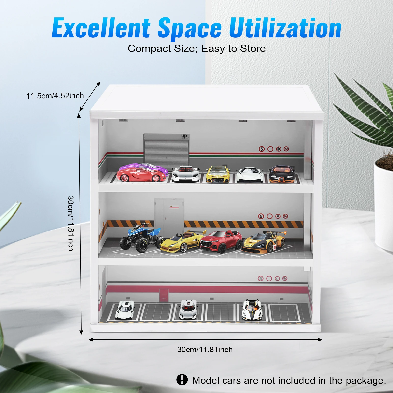 

1:64 3-layer Diecast Car Model Display Cabinet Parking Lot Case With 3*led Strips For Counter Displays, Craft Fairs, Exhibitions