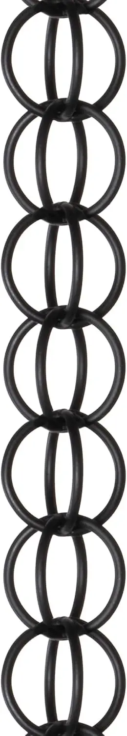 Aluminum Ring Decorative Rain Chains For Gutters Outdoor Weather Resistant Heavy Duty Downspout Chain Modern Patio Water Catcher Matte Black 8.5 Ft