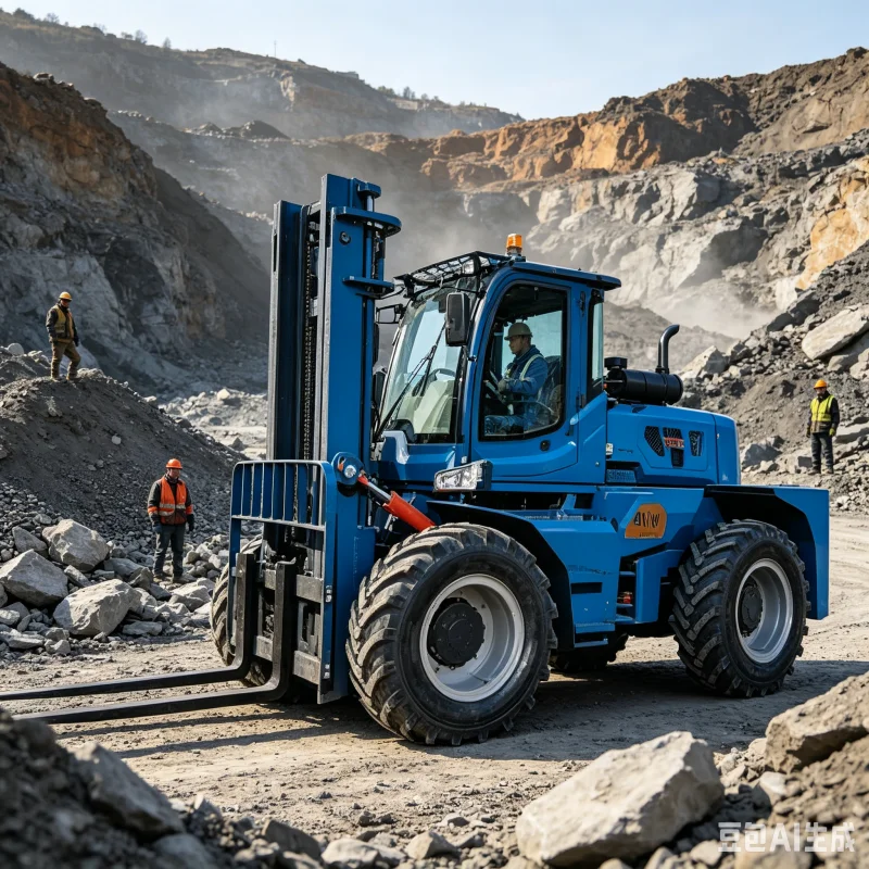 Zero Emission Off Road Forklift With High Lift Mast And Load Sensing Hydraulics For Green Construction Sites