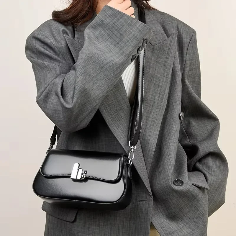 Fashion-Forward Vintage Messenger Bag – Damen-Umhängetasche mit minimalistischem, einfarbigem und luxuriösem Nähten