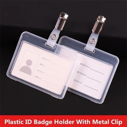 Horizontal Name Card Holders Plastic Business Id Badge Card Holder Case Work Office Name Card Holder With Clip