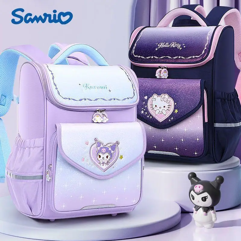 

1 шт., школьный рюкзак Sanrio большой емкости, рюкзак Kuromi для девочек, сумка для учащихся начальной школы, супер легкий, уменьшает нагрузку, защита от хребта