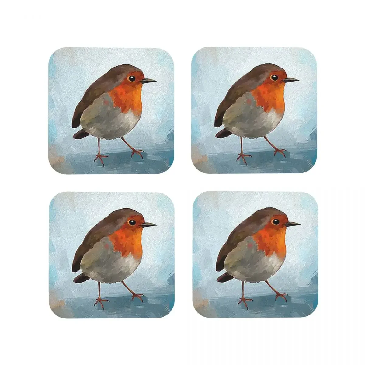 Robin Coasters Kitchen Placemats Waterproof Insulation Cup Coffee Mats For Decor Home Tableware Pads Set of 4