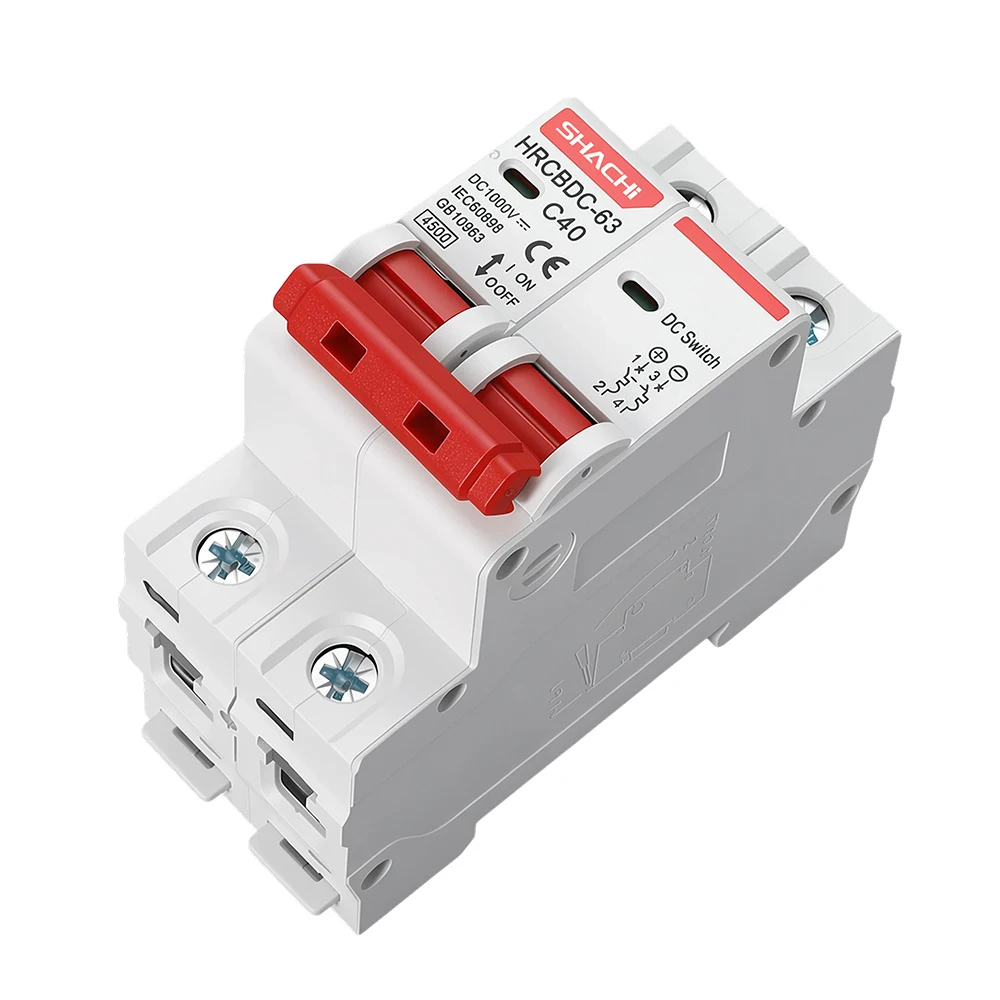 SHACHI 2P DC MCB 1000V Solar Mini Circuit Breaker 3A 6A 10A 16A 20A 25A 32A 40A 50A 63A DC MCB for PV System image 2