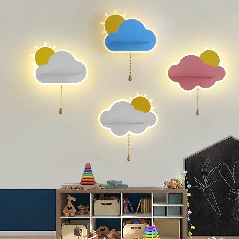 Cloud Sun Shelf Led Wall Lamp Bedroom Kids Room Decoration Night Creative minimalist wall light Children Indoor baby room light