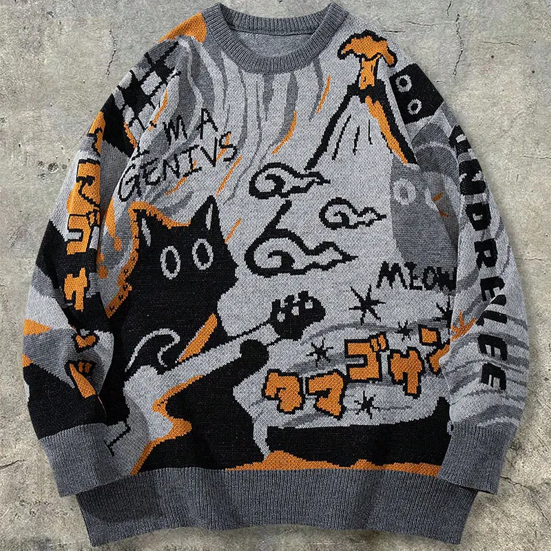 سترة محبوكة برسوم كارتونية كلاسيكية للدفء، بلوفر محبوك غير رسمي بأكمام طويلة لموسم خريف وشتاء 2025