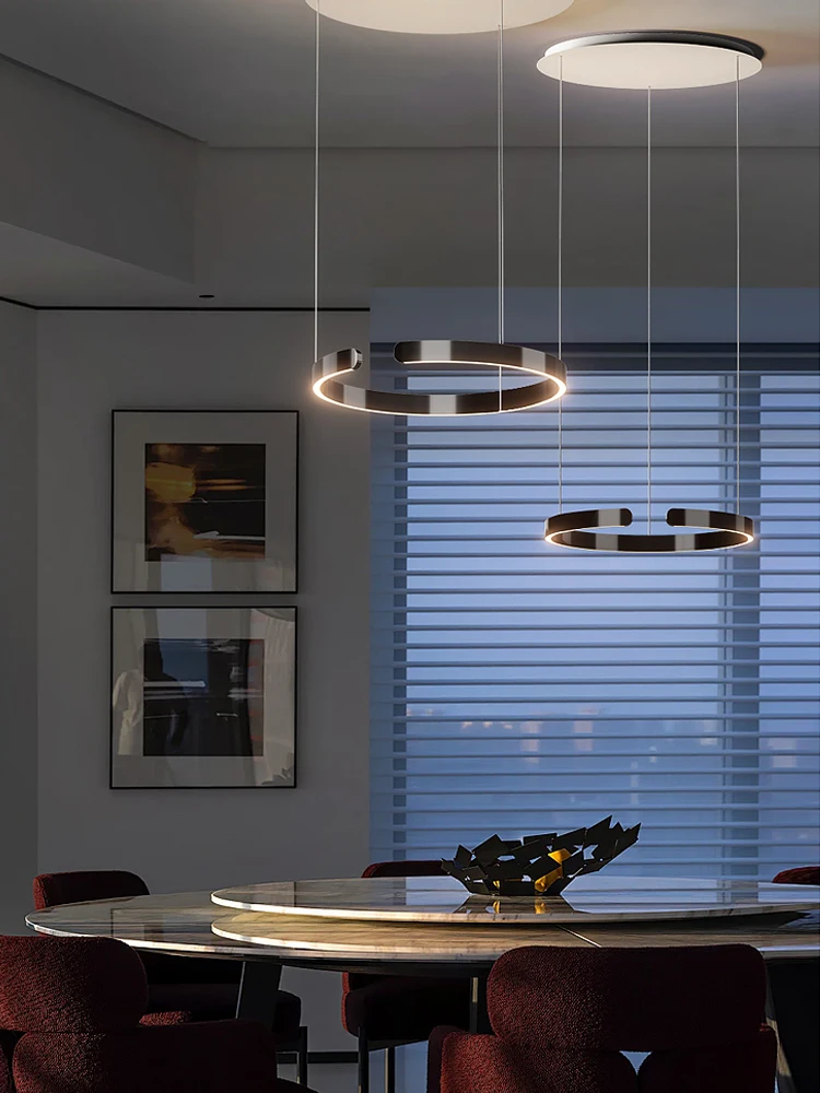 Led restaurante iluminação nordic lâmpada do teto decoração interior pendurado sala de estar quarto villa moderno lustre circular