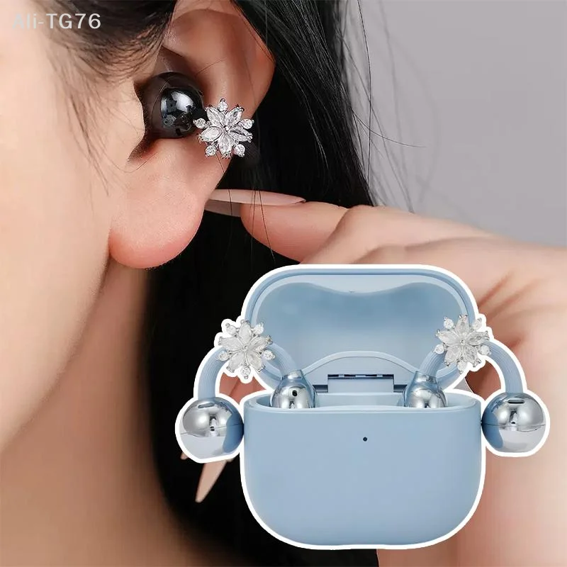 [P] Bling Snowflake Shaped Cubic Zirconia Earbud Charms Earphone Clip On Decorative Accessories For Open Ear Wireless Headphones