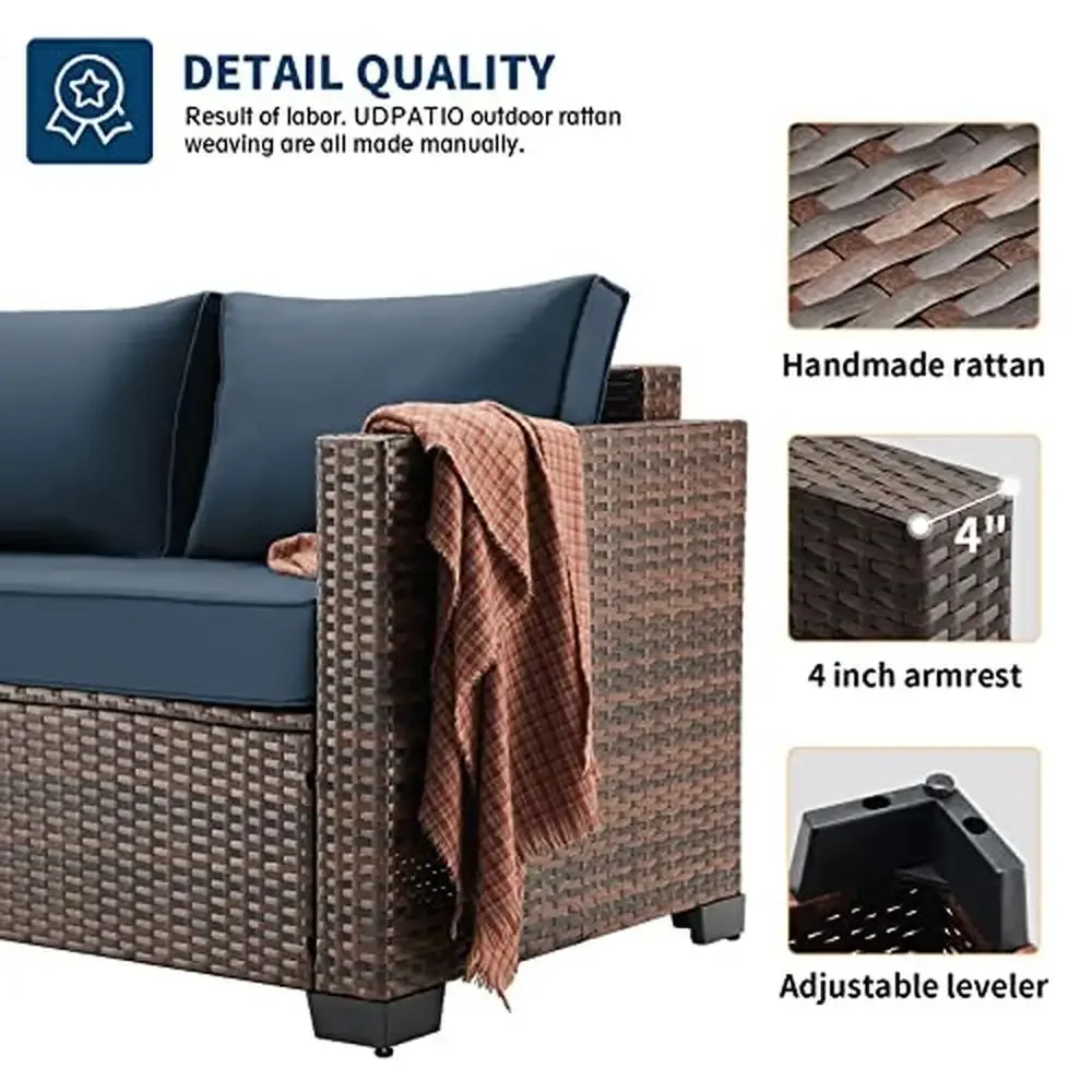 Fire Pit Outdoor Sectional Sofa Set Oversized Armrest Rattan Patio Furniture 7 Piece Sofa Set w/ CSA Certified Gas Fire Table image 4