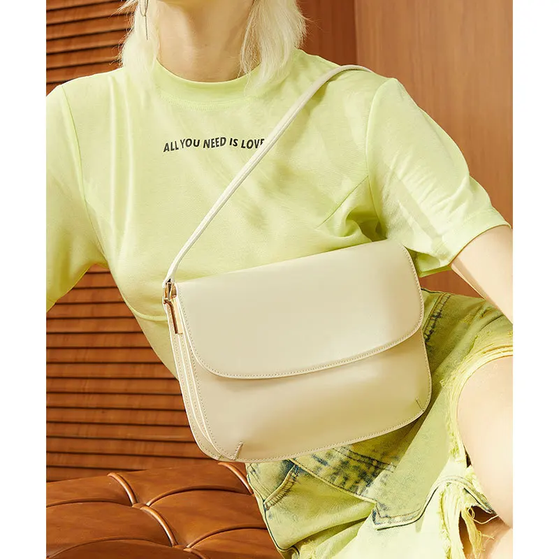 2024 Women's Simple And Hih-end Envelope Underarm New Leather Wear-resistant Sinle Shoulder Handba  Fashionable Top-handle Bags