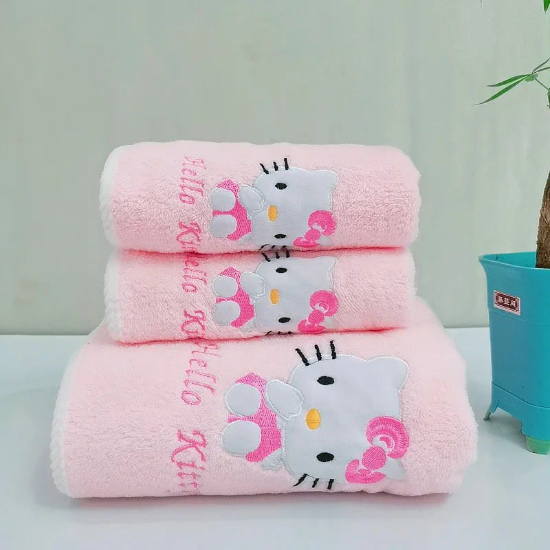 Sanrio Hello Kitty bagno per bambini asciugamani avvolgenti da donna assorbenti per la pulizia ad asciugatura rapida asciugamani in pile corallo per il viso