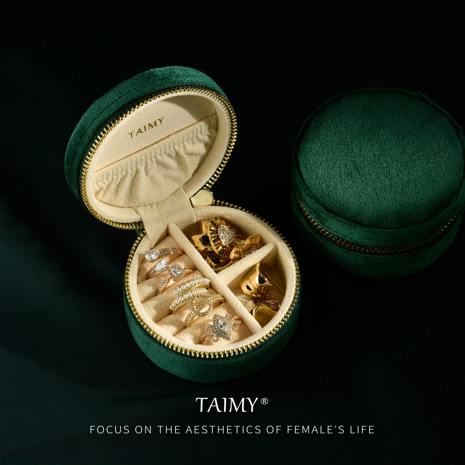 TAIMY Caja de almacenamiento de joyería para collar y anillo de viaje de terciopelo, regalo personalizado para niñas, embalaje de boda, logotipo
