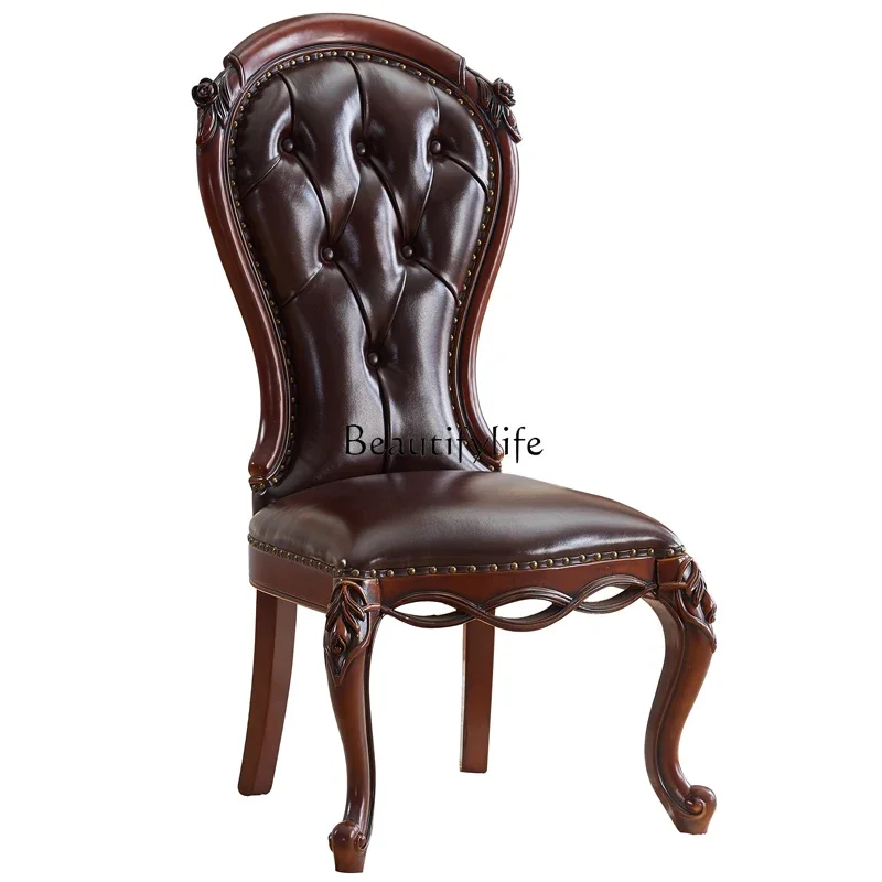 

yj21 Solid wood chair American retro hotel home desk chair