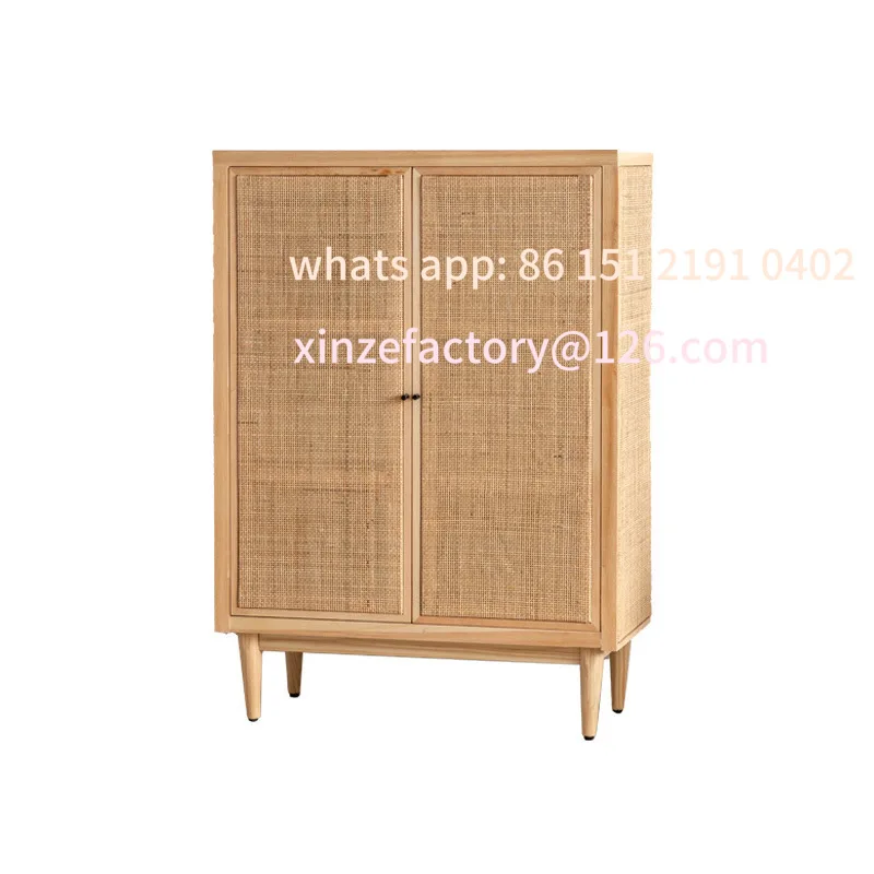 Customizable for Japanese Rattan Tea Cabinet B&B Home Living Room Log Sideboard Simple and Breathable Solid Wood Shoe Cabinet