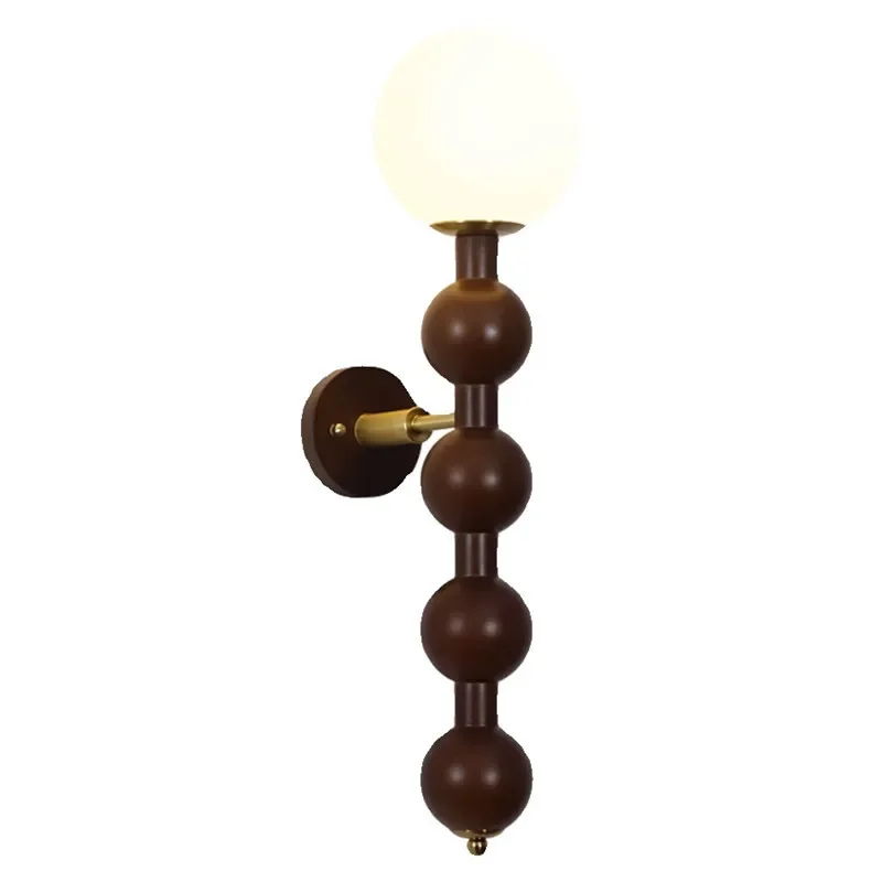 French medieval wall lamp American retro walnut living room bedroom room wall lamp