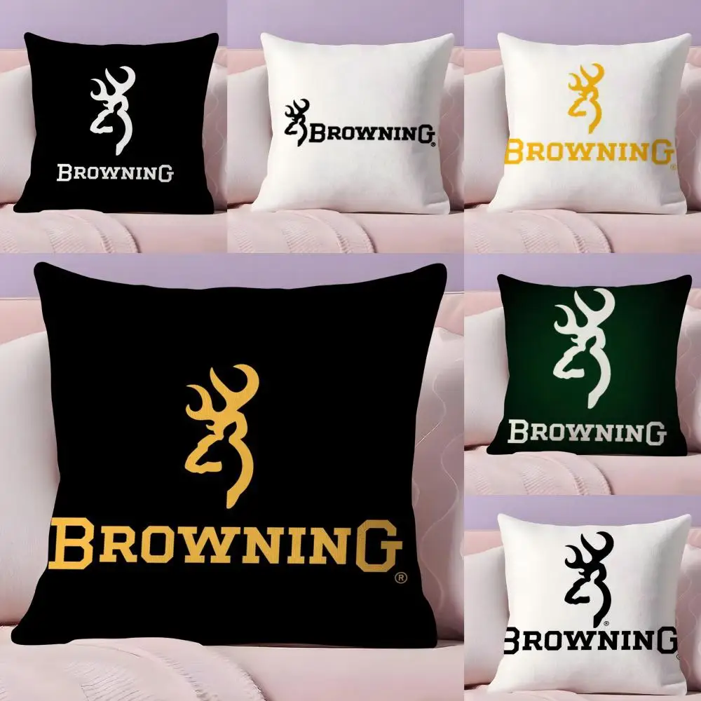 

Cool Brand B-Browning Pillow Case Plush Fabric Soft Double-Sided Printed Sofa Home Decor Fine Winter Gift Cushion Cover