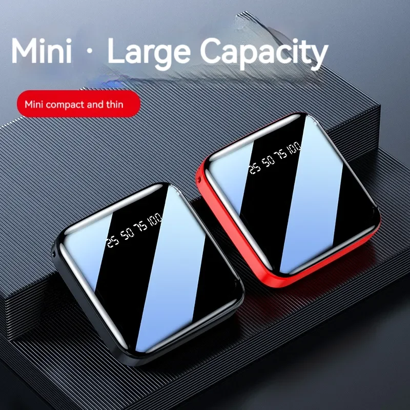 Lenovo-Mini Power Bank, chargeur portable, écran miroir, LED, batterie externe numérique, iPhone, Xiaomi, Huawei, 200000mAh